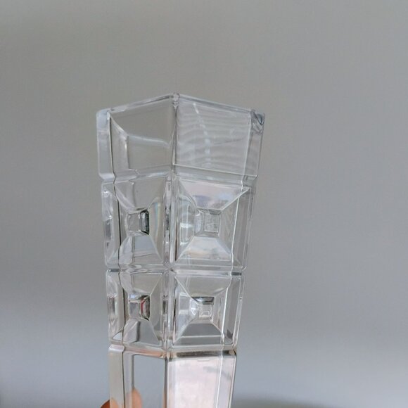 Rosenthal Crystal, DOMUS, Cut Squares, Clear Flower Vase, 8" Hexagonal Glass - Picture 7 of 8